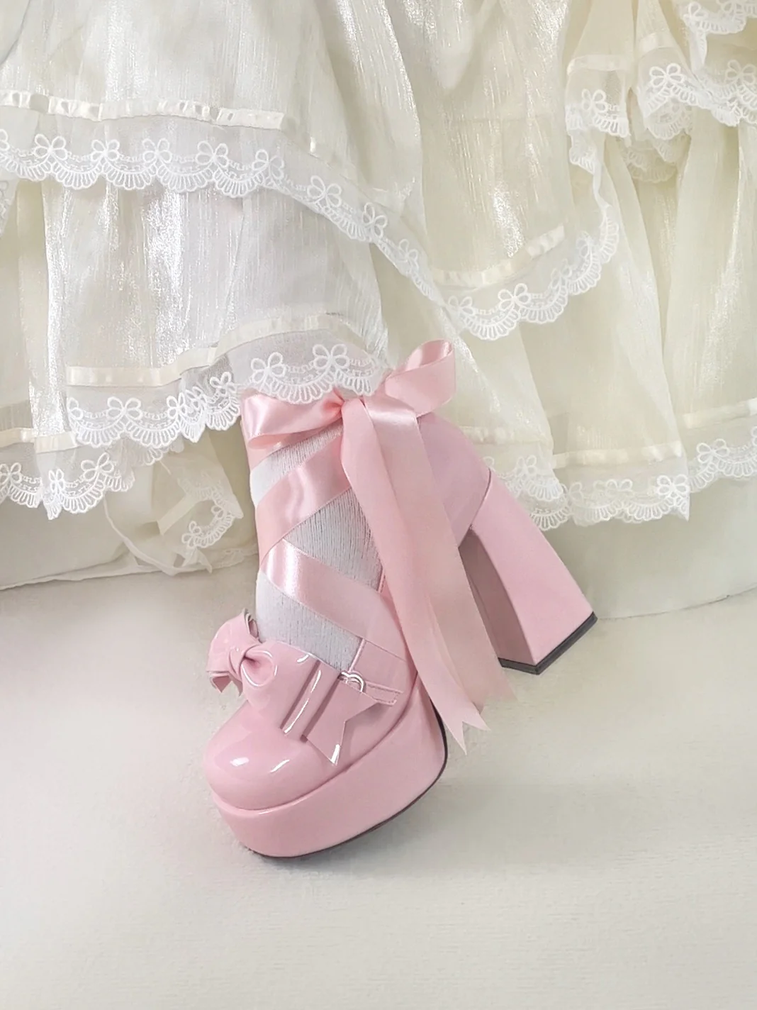 Love Letter Variety Fleur Lolita Black White Pink Blue High Heels Shoes - Image 11