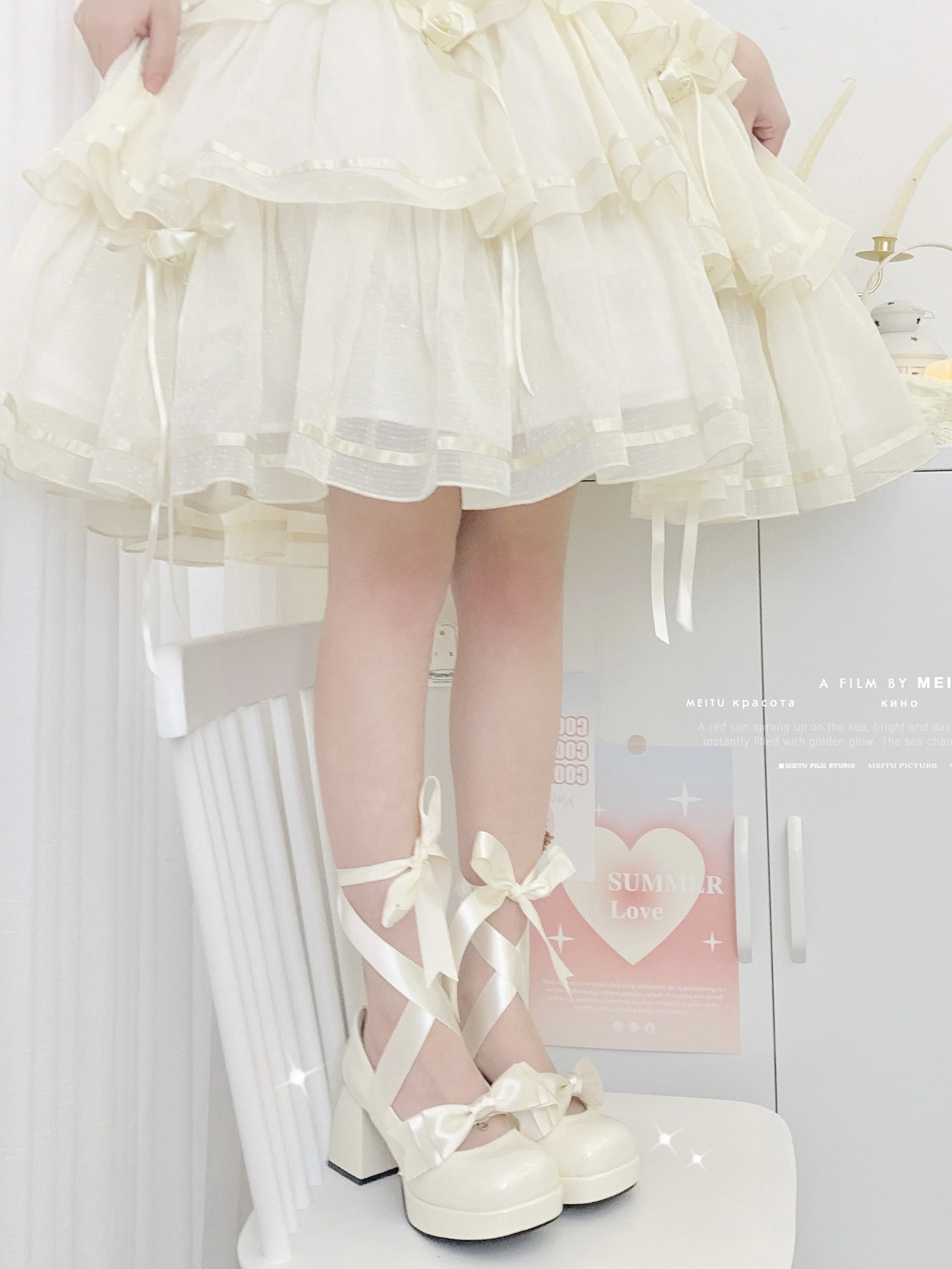 Love Letter Variety Fleur Lolita Black White Pink Blue High Heels Shoes - Image 14