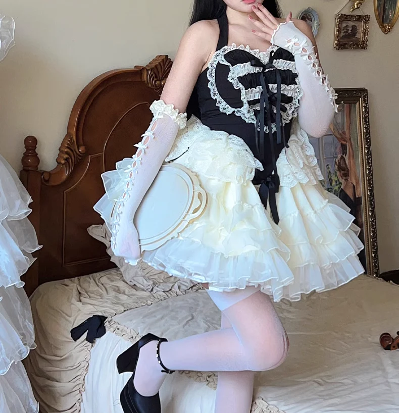 Diamond Sweetheart Love Maid Lace Hearts Black Pink Strap Tulle Dress - Image 2