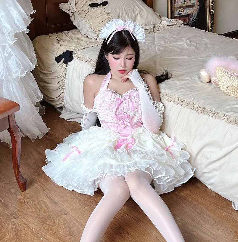 Diamond Sweetheart Love Maid Lace Hearts Black Pink Strap Tulle Dress - Image 3