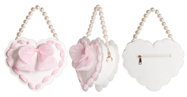 Lovely Pearl Decorated Heart Messenger Bag - Image 8
