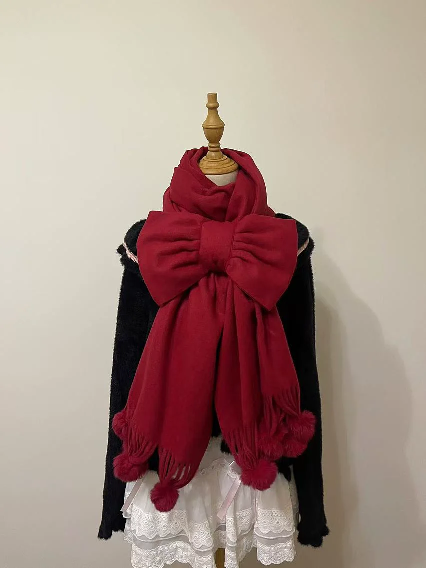 Luyu Soft White Pink Blue Knit Sweater & Skirt & Scarf Three Piece Set - Image 10