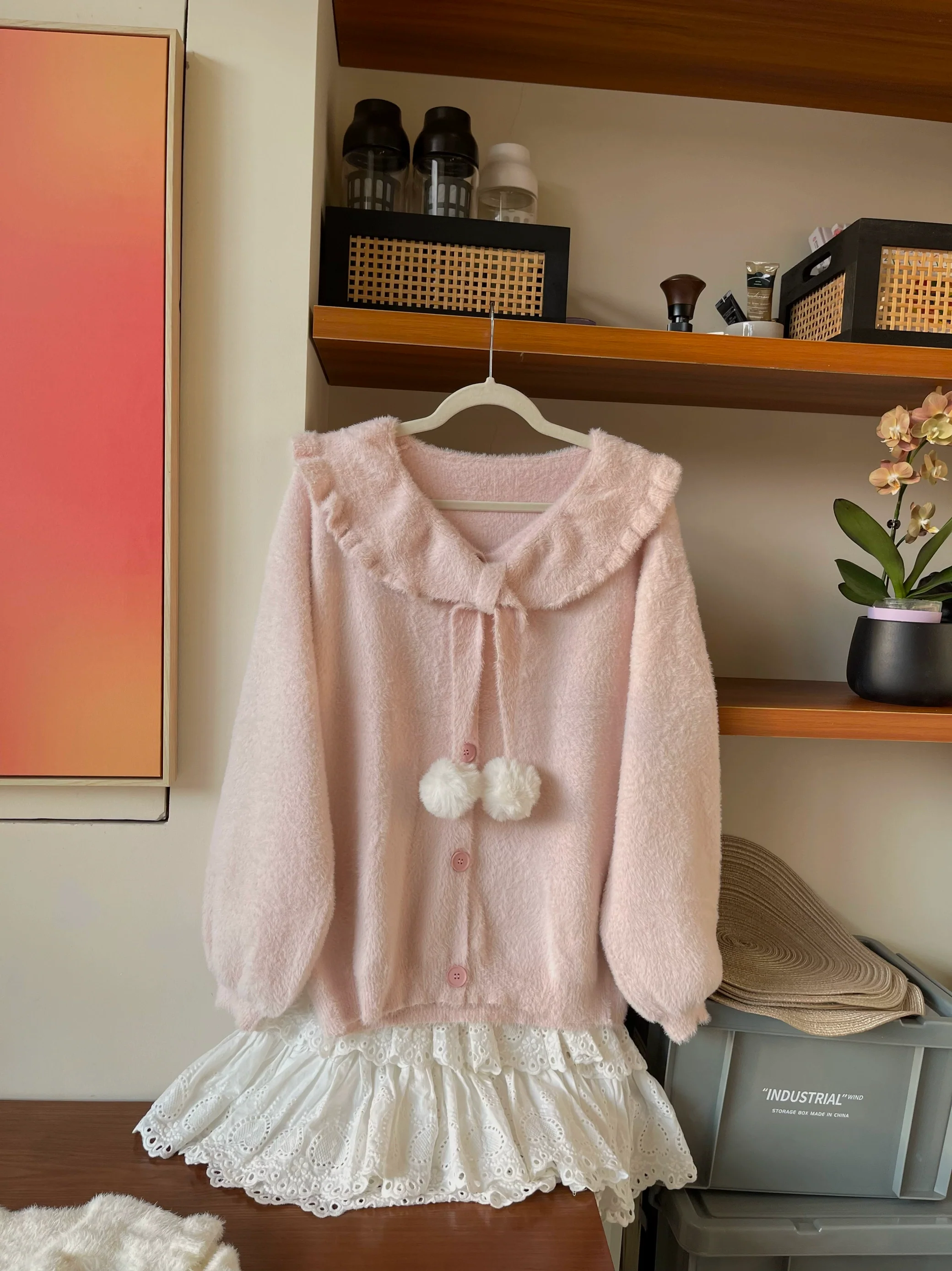 Luyu Soft White Pink Blue Knit Sweater & Skirt & Scarf Three Piece Set - Image 16