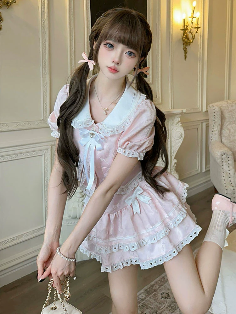 Manta Rose Pink Top Skirt Two Piece Set - Image 2