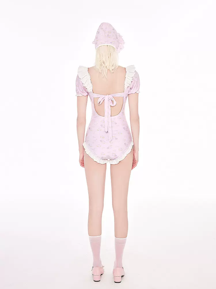 Masked Cat Gemini Twin Stars Pink Onepiece Swimsuit - Image 6