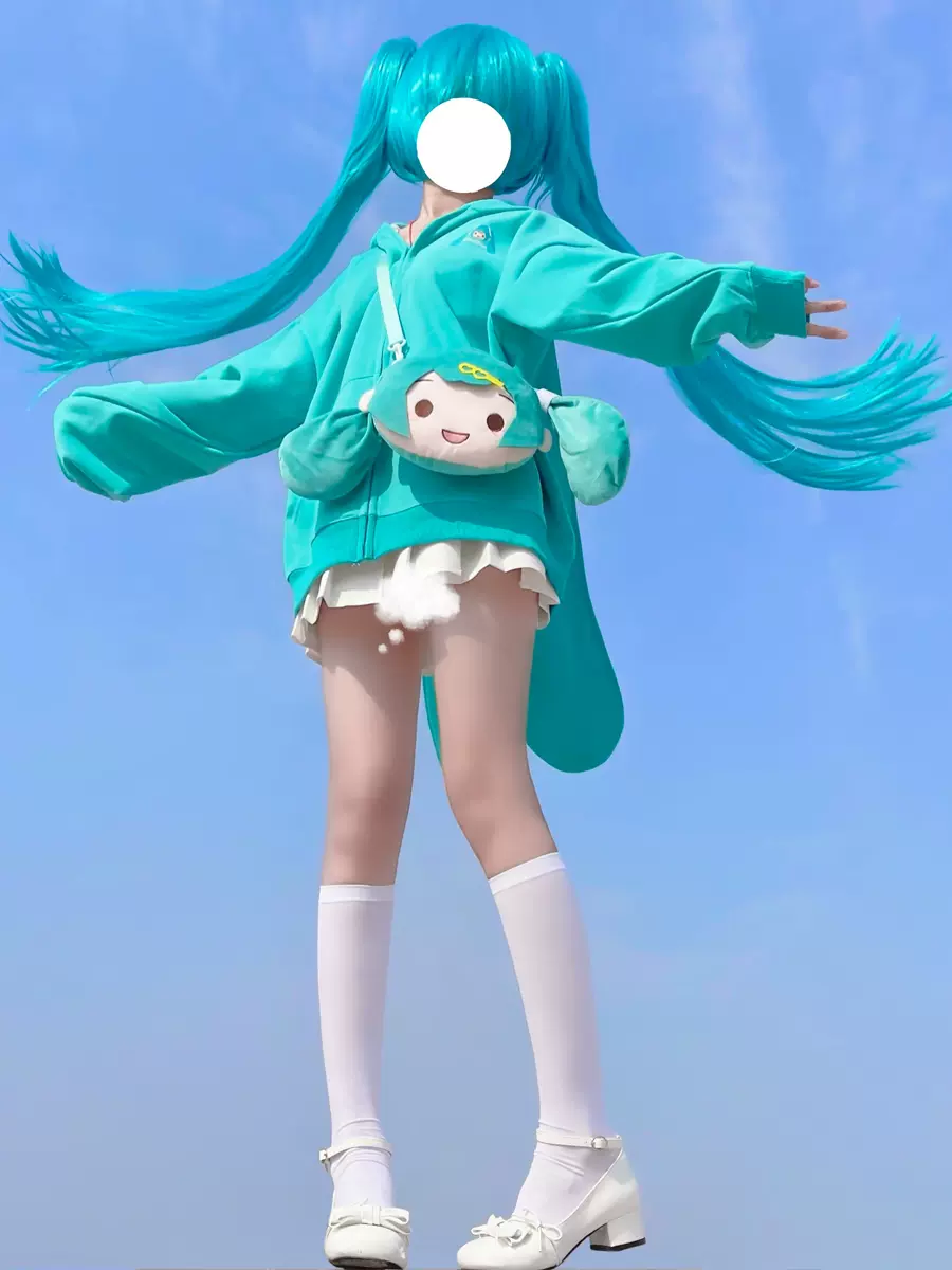 Miku Green & Sakura Miku Pink Anime Girl Sweatshirt Rabbit Ears Hoodie Messenger Bag - Image 3