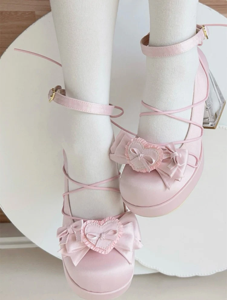 Moeka Chan Lolita Pink Blue White Black Green Butterfly Transparent Glass High Heels Shoes - Image 3