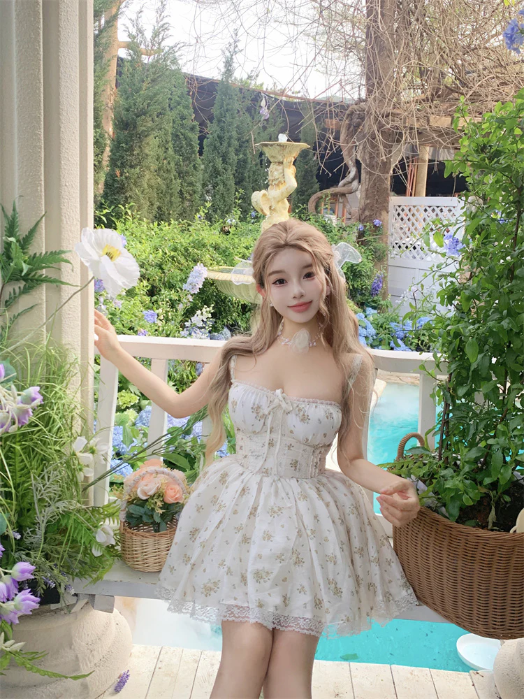 Monet Love Trend Summer Floral White Strap Dress - Image 5