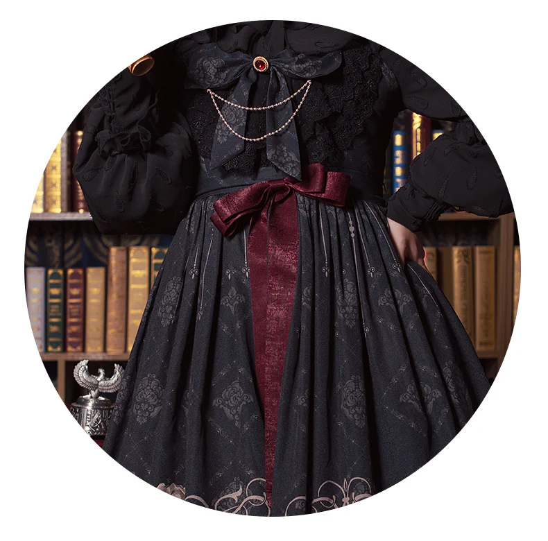 Universal Lolita Nightingale and Rose Birdcage Black Red Gothic Goth Girl Strap Dress - Image 9