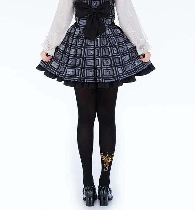 Ooh La La Meow Lolita Velvet Thron Cross Black Stockings Pantyhose - Image 3