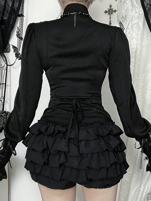 Ouji Cross Halloween Boystyle Black Blouse & Bloomers Two Piece Set - Image 4