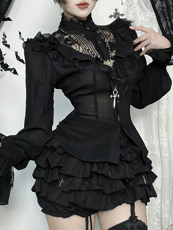 Ouji Cross Halloween Boystyle Black Blouse & Bloomers Two Piece Set - Image 7