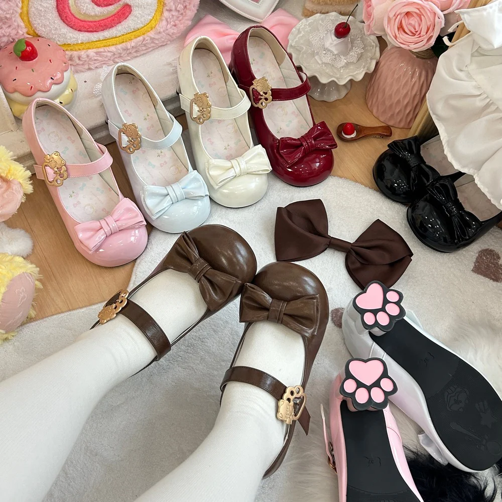 Peach Sandwich Cat Paw 2.0 Low Heels Shoes Pumps