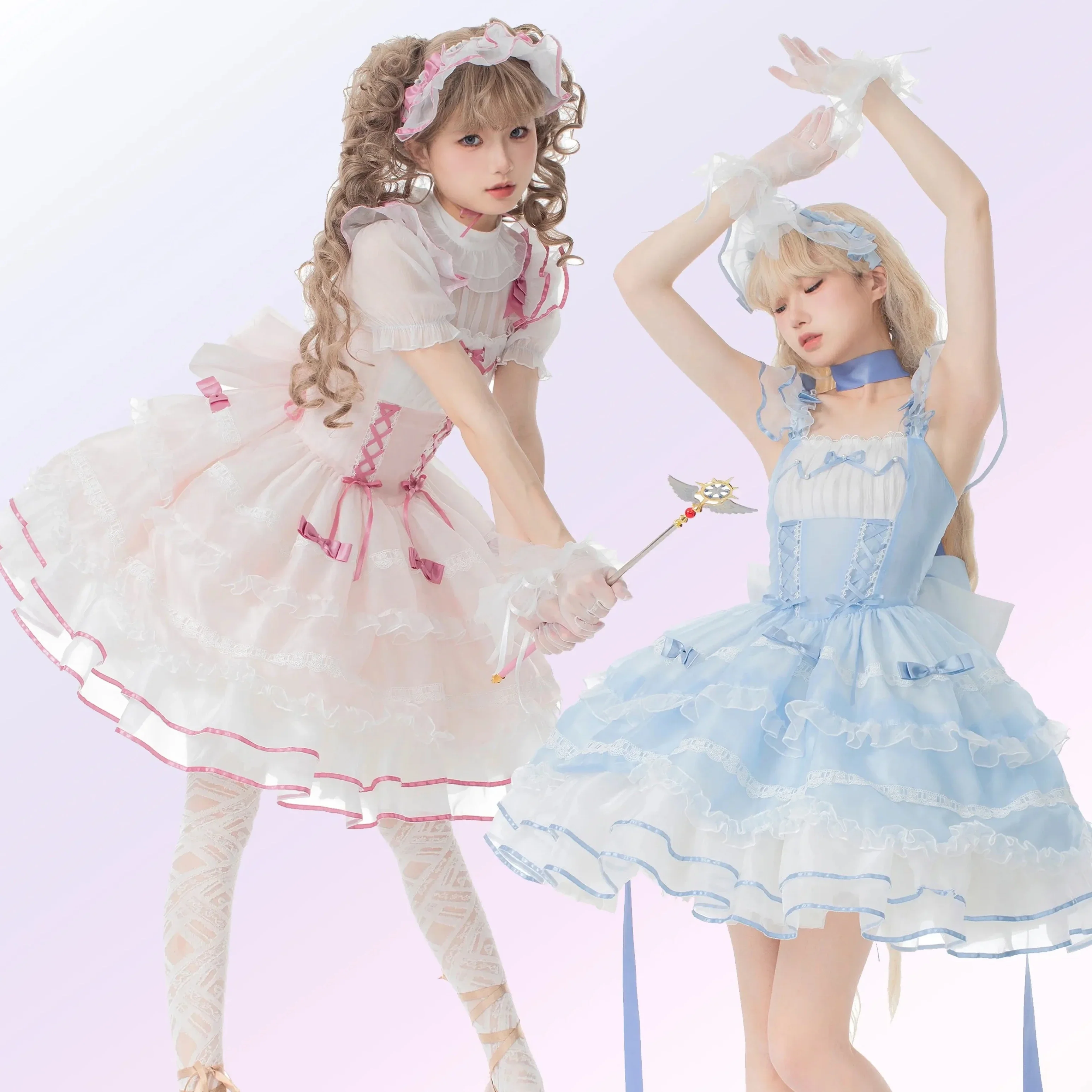 Pillow Fairy Tale Lolita Tsubaki Sakura Pink Blue Black Lolita Dress