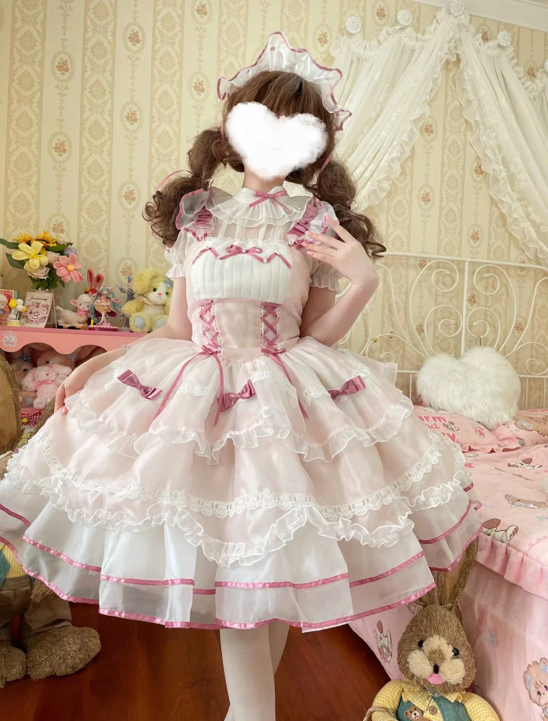 Pillow Fairy Tale Lolita Tsubaki Sakura Pink Blue Black Lolita Dress - Image 12