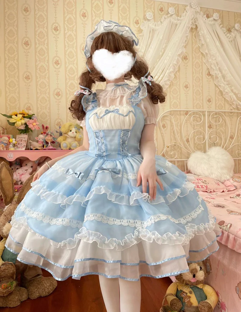 Pillow Fairy Tale Lolita Tsubaki Sakura Pink Blue Black Lolita Dress - Image 13