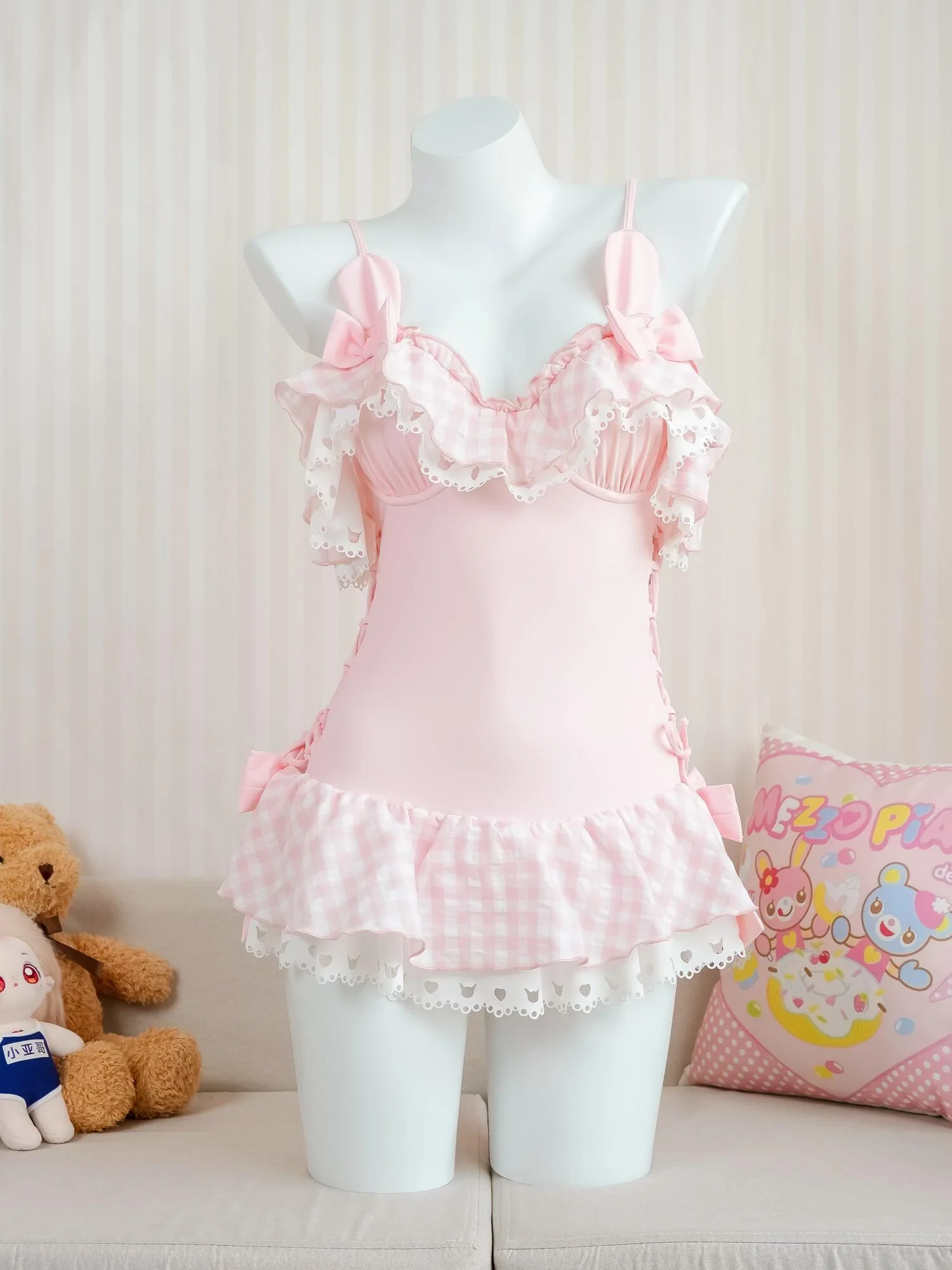 Pink Melody Bunny Bikinis Two Piece Onepiece Swimsuit - Image 3
