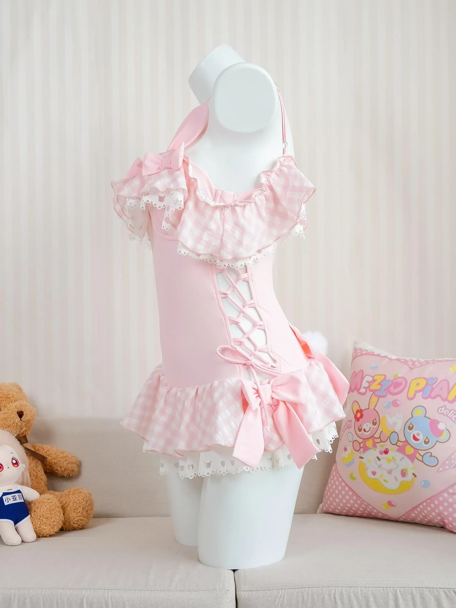 Pink Melody Bunny Bikinis Two Piece Onepiece Swimsuit - Image 5