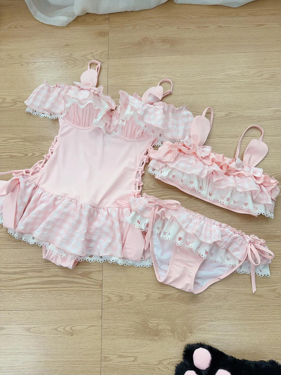 Pink Melody Bunny Bikinis Two Piece Onepiece Swimsuit - Image 6