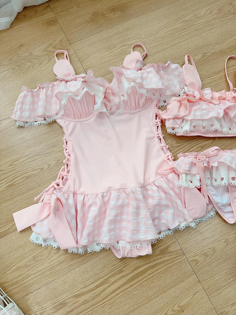 Pink Melody Bunny Bikinis Two Piece Onepiece Swimsuit - Image 7