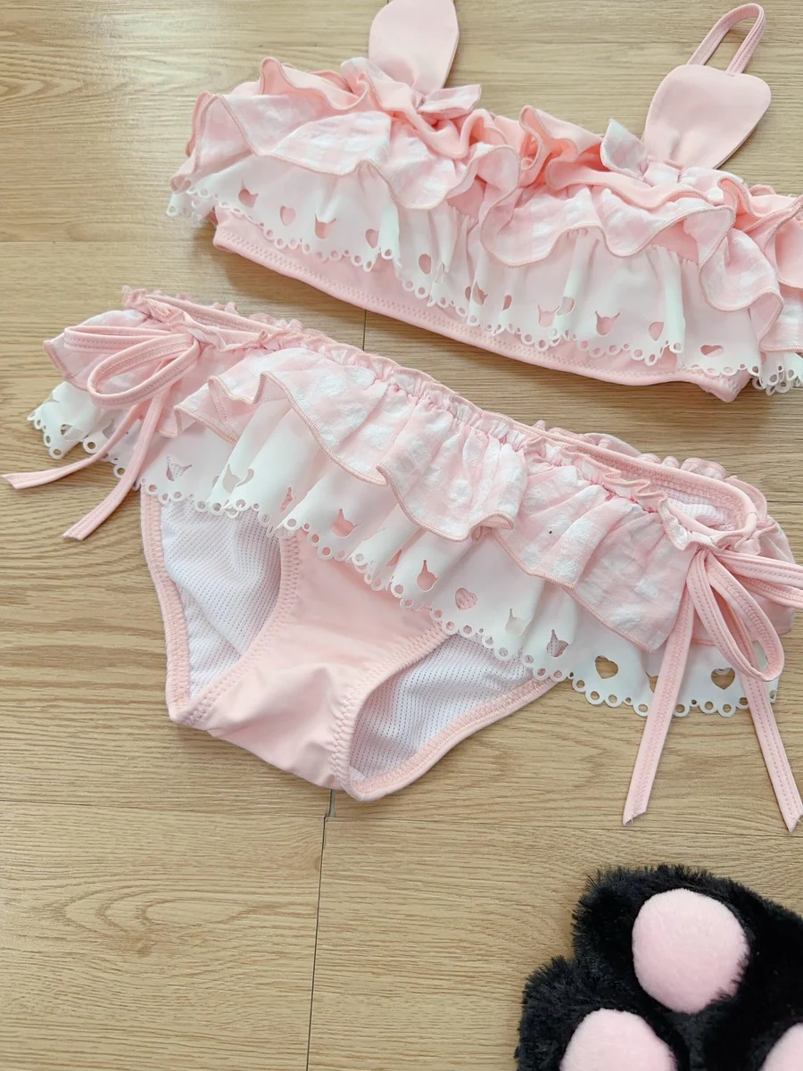 Pink Melody Bunny Bikinis Two Piece Onepiece Swimsuit - Image 9