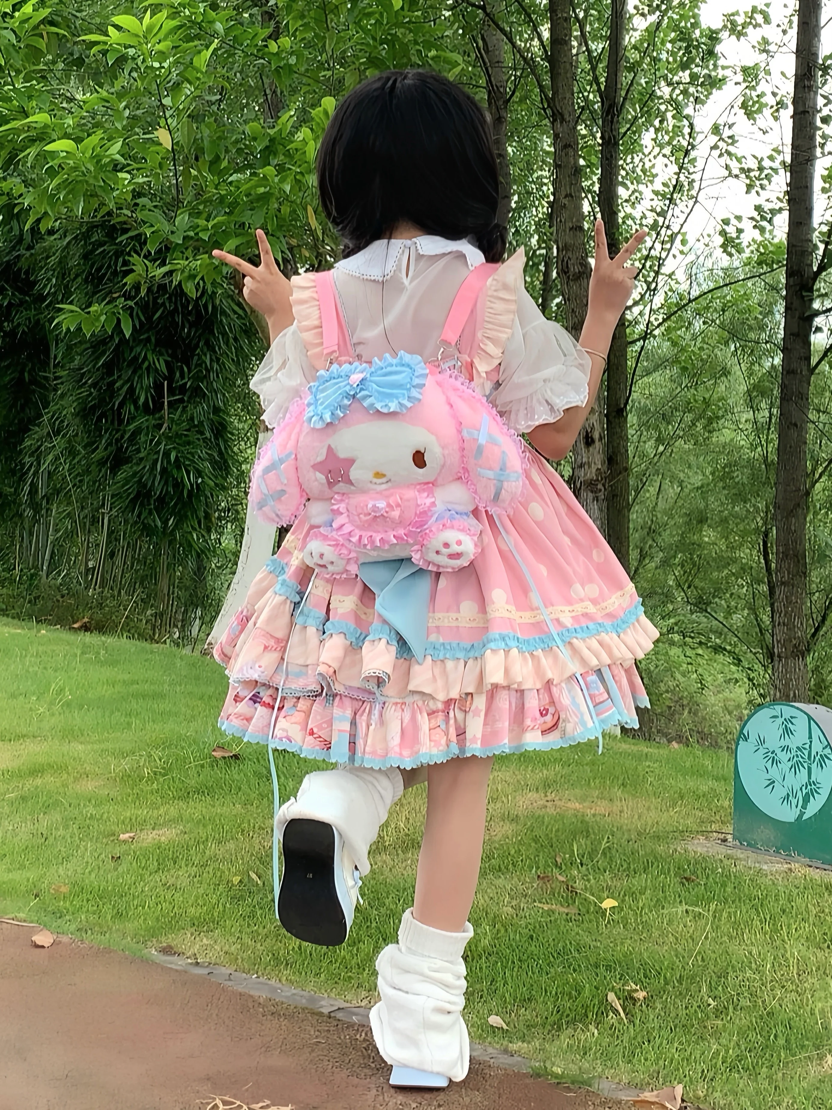 Pink Melody Y2K Lace School Backpack Doll Bag - Image 7