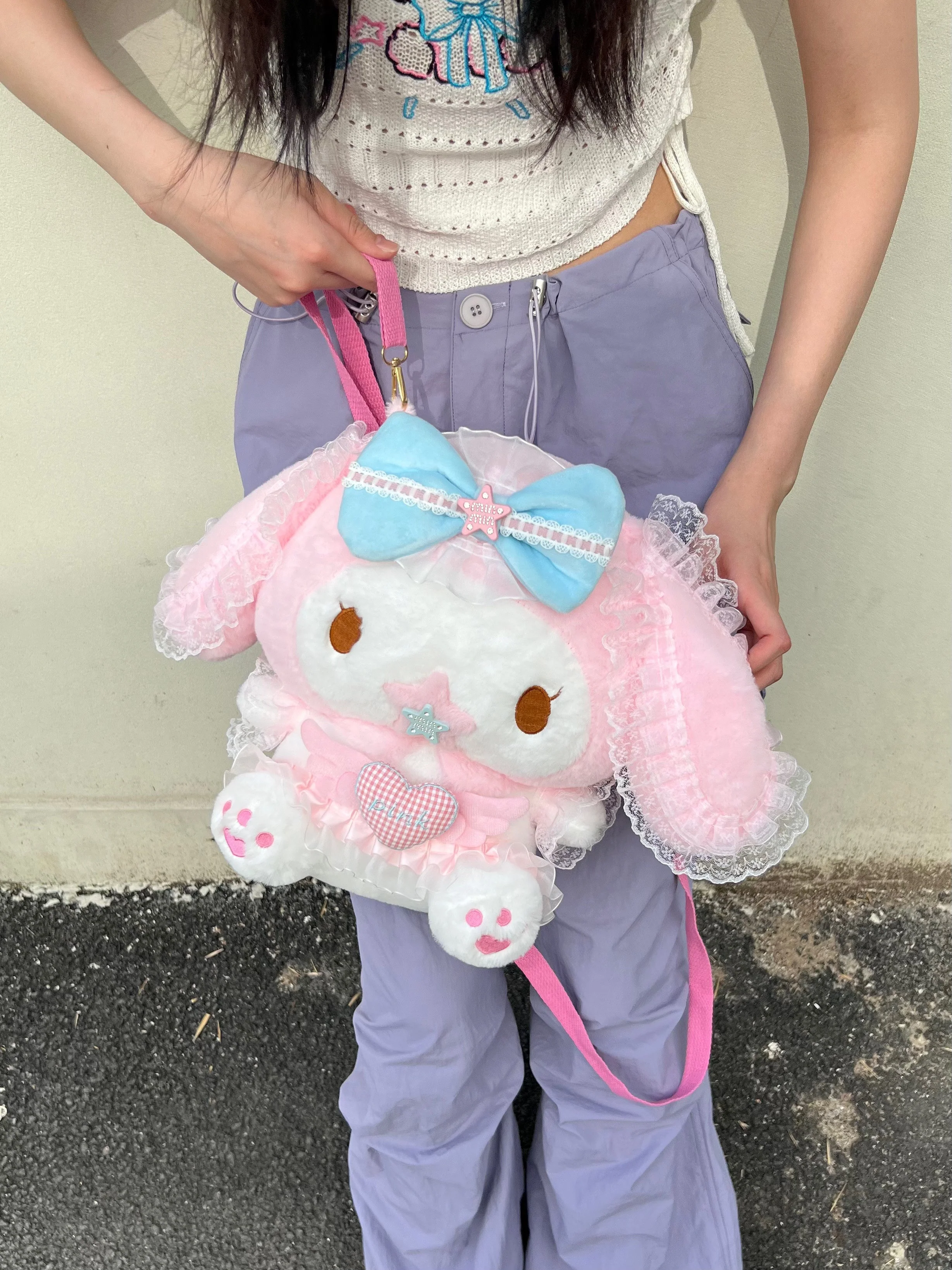 Pink Melody Y2K Lace School Backpack Doll Bag - Image 9