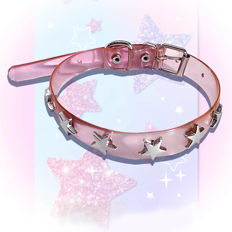 Pink Silicone Star & Love Heart Lock Y2K Hot Girl Choker Necklaces - Image 3
