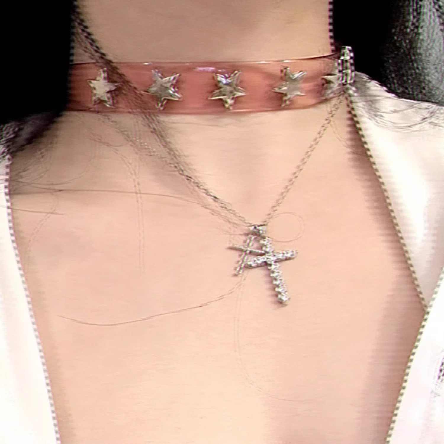 Pink Silicone Star & Love Heart Lock Y2K Hot Girl Choker Necklaces - Image 4