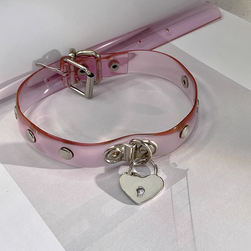 Pink Silicone Star & Love Heart Lock Y2K Hot Girl Choker Necklaces - Image 8