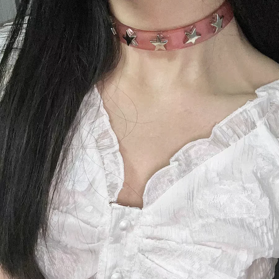 Pink Silicone Star & Love Heart Lock Y2K Hot Girl Choker Necklaces - Image 9