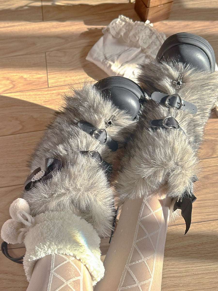 Pinky Fur White Pink Black Brown Winter Plush Snow Boots - Image 14