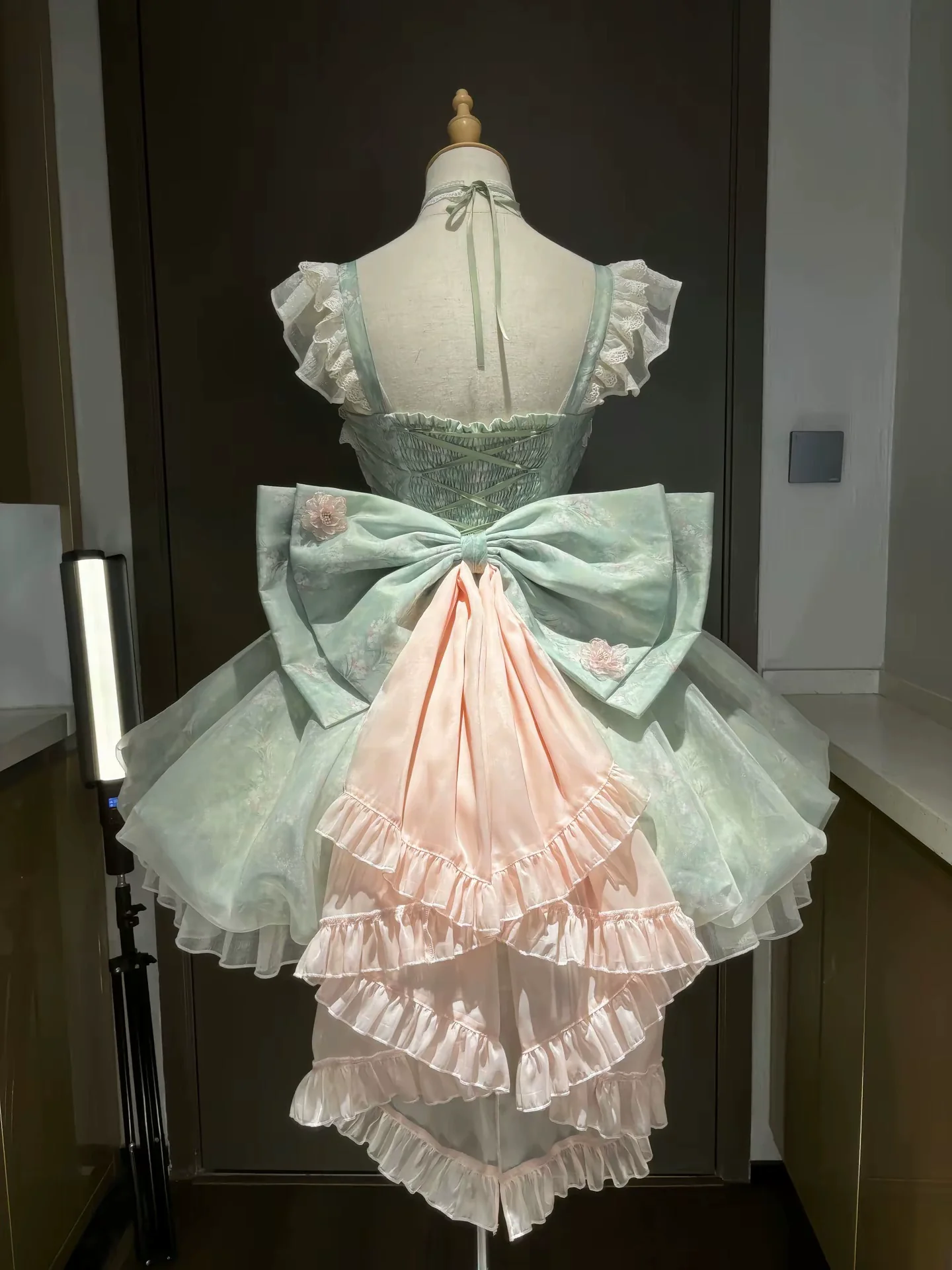 Platycodon Girls Spring Forest Fairy Pink Green Lolita Dress - Image 3