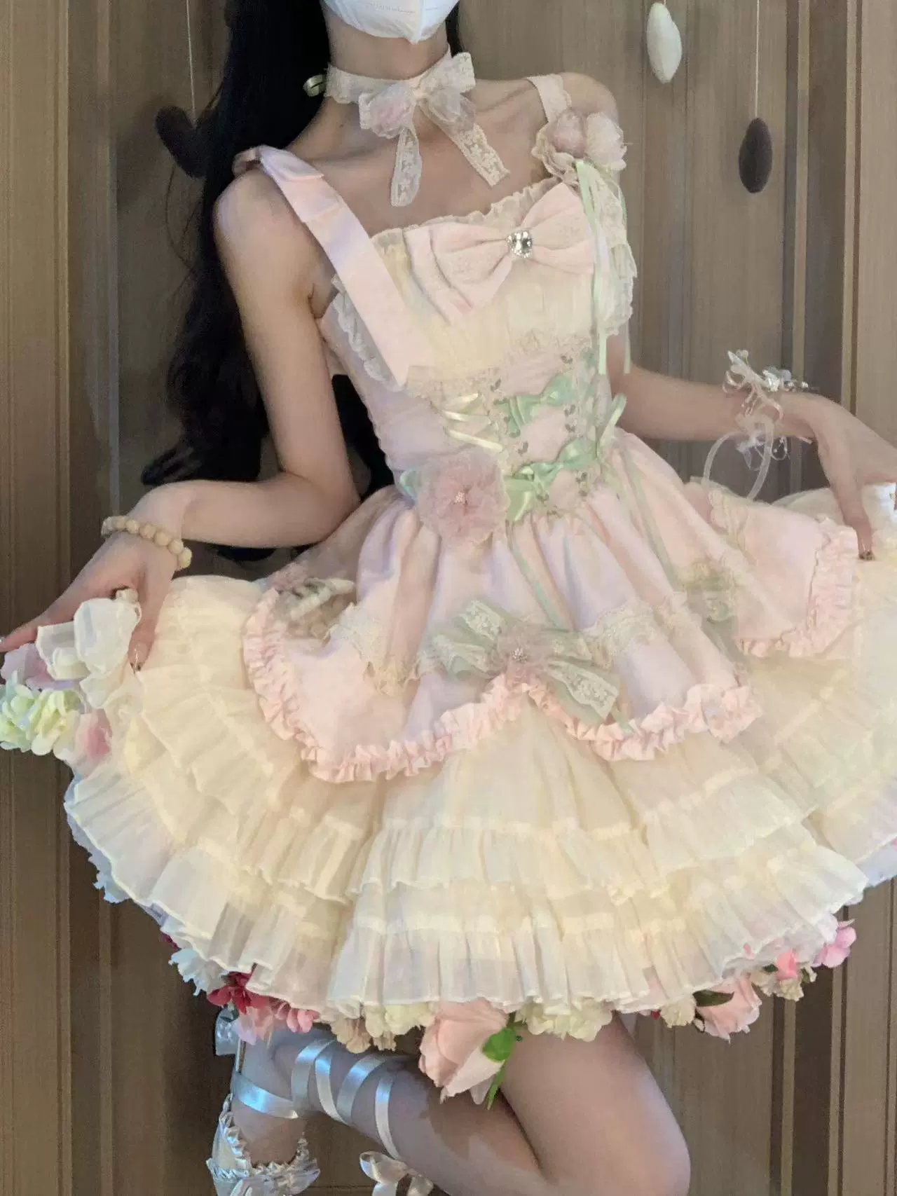 Platycodon Girls Summer Garden Pink Green Lolita Dress - Image 3