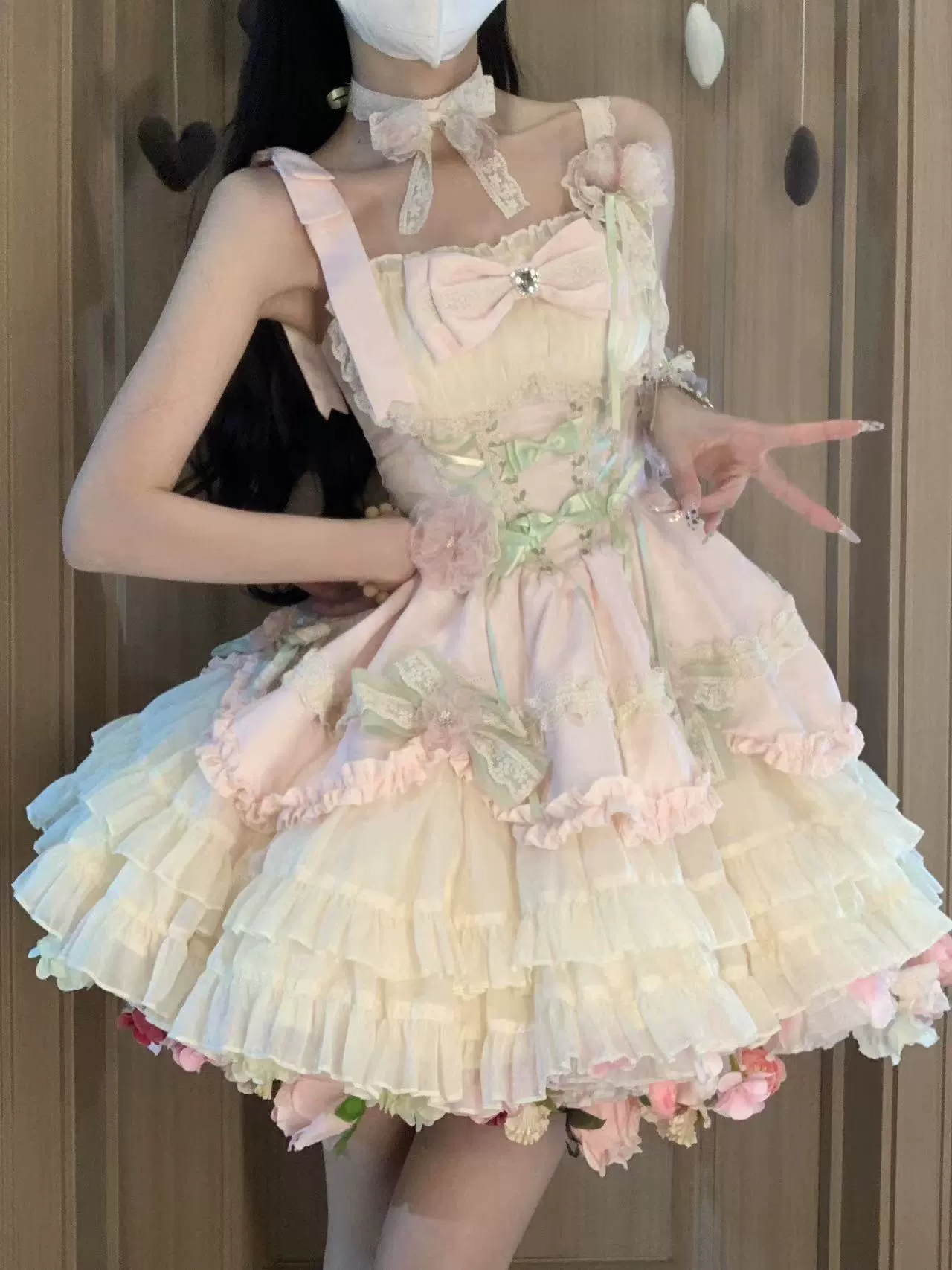 Platycodon Girls Summer Garden Pink Green Lolita Dress - Image 4