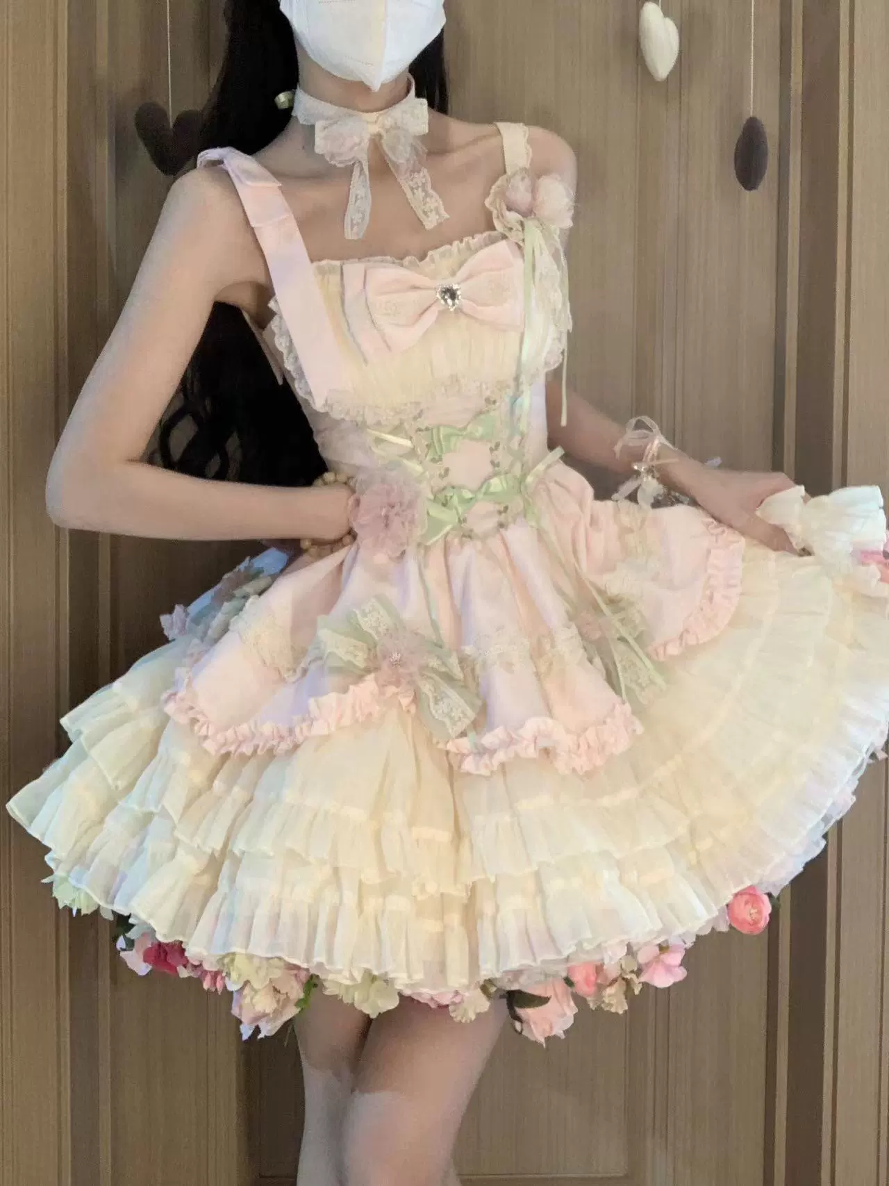 Platycodon Girls Summer Garden Pink Green Lolita Dress - Image 5