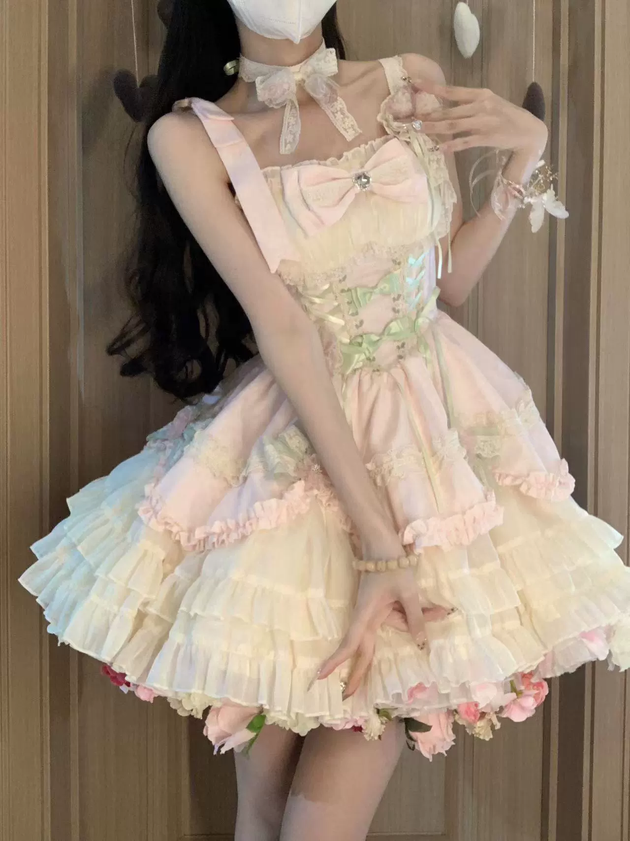 Platycodon Girls Summer Garden Pink Green Lolita Dress - Image 6