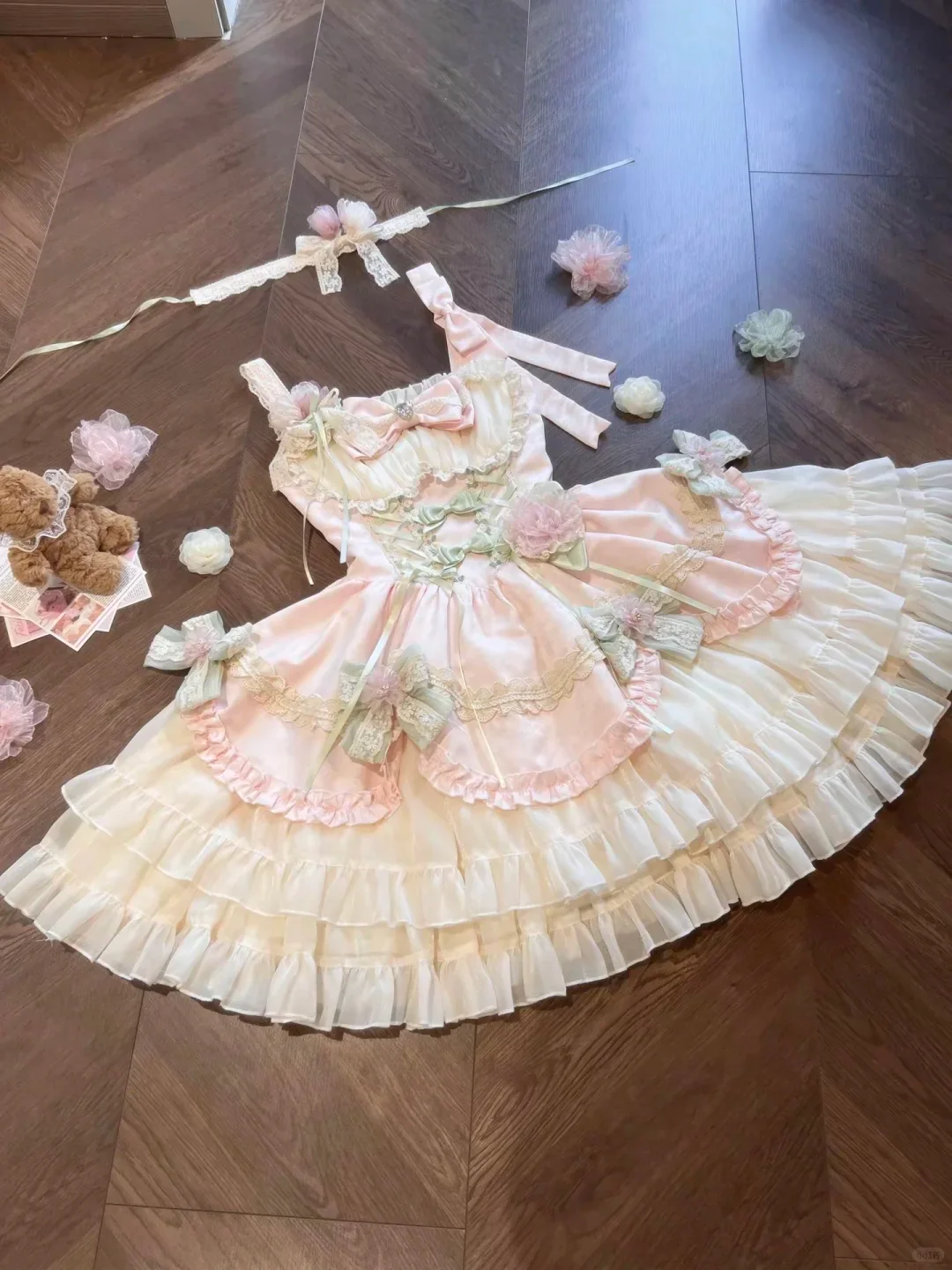 Platycodon Girls Summer Garden Pink Green Lolita Dress - Image 7