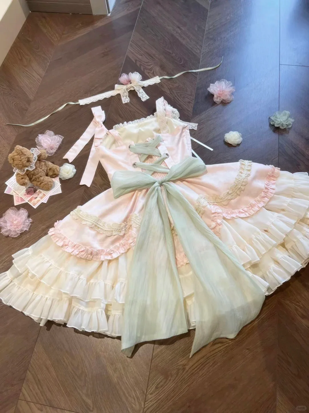 Platycodon Girls Summer Garden Pink Green Lolita Dress - Image 8