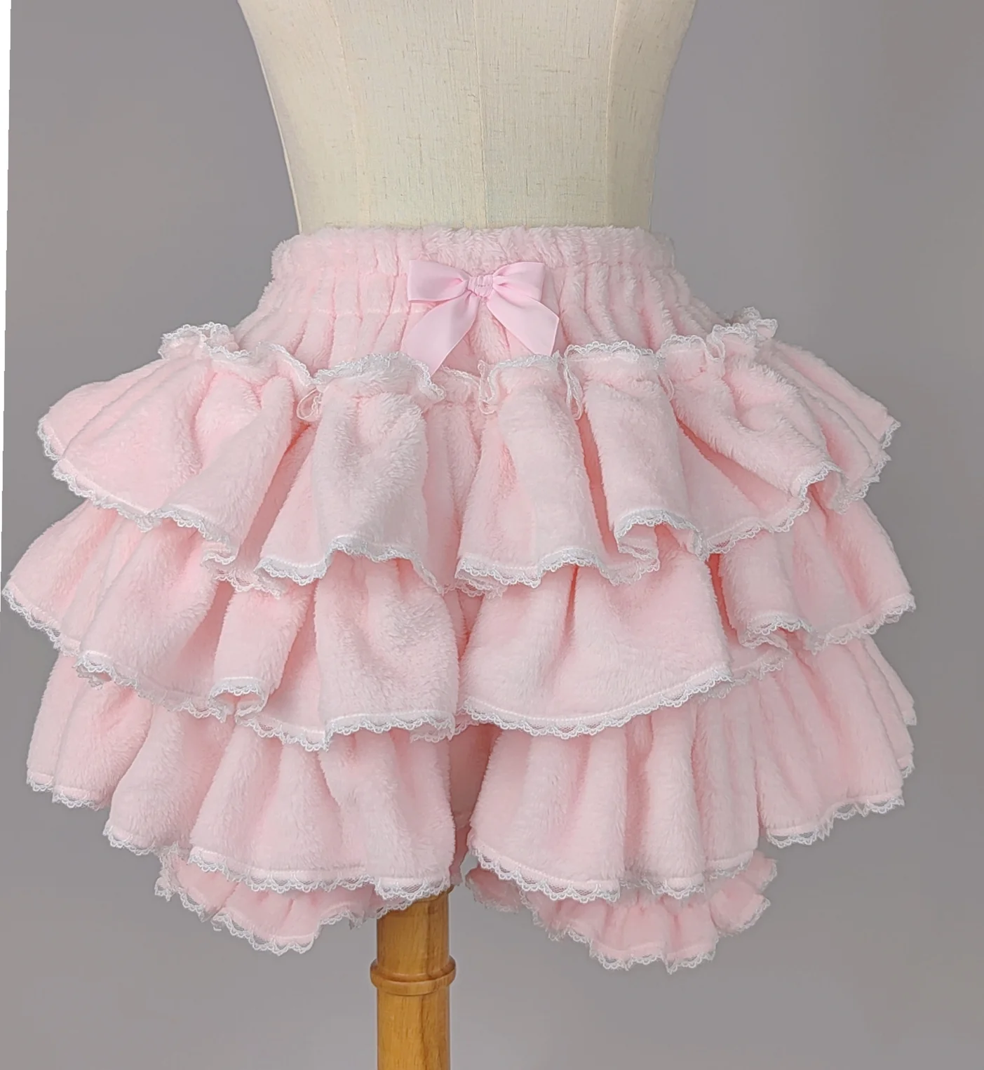 Plus Size Bow Autumn Winter Lace Plush EGL Bloomers Shorts - Image 13