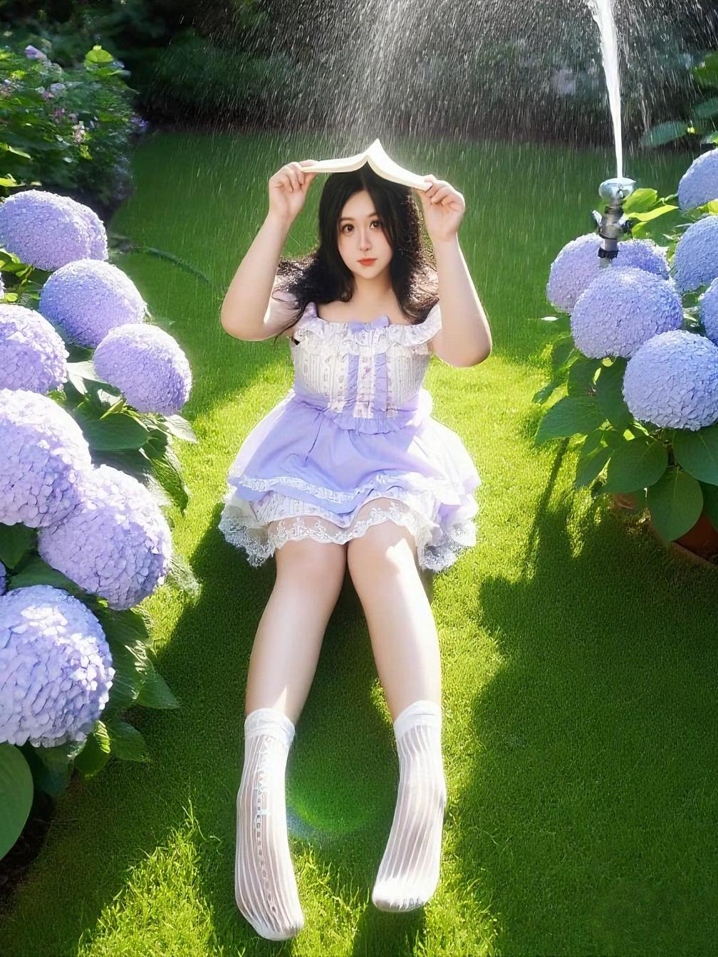 Plus Size Lavender Floral Purple Off Shoulder Top Skirt Two Piece Set - Image 6