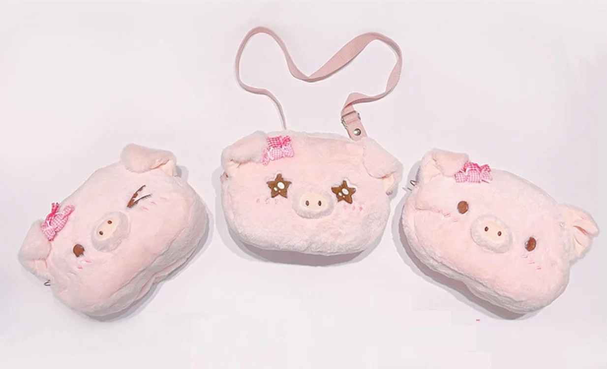 Plush Doll Pig Piggy Pattern Pink Messenger Handbag Bag - Image 4