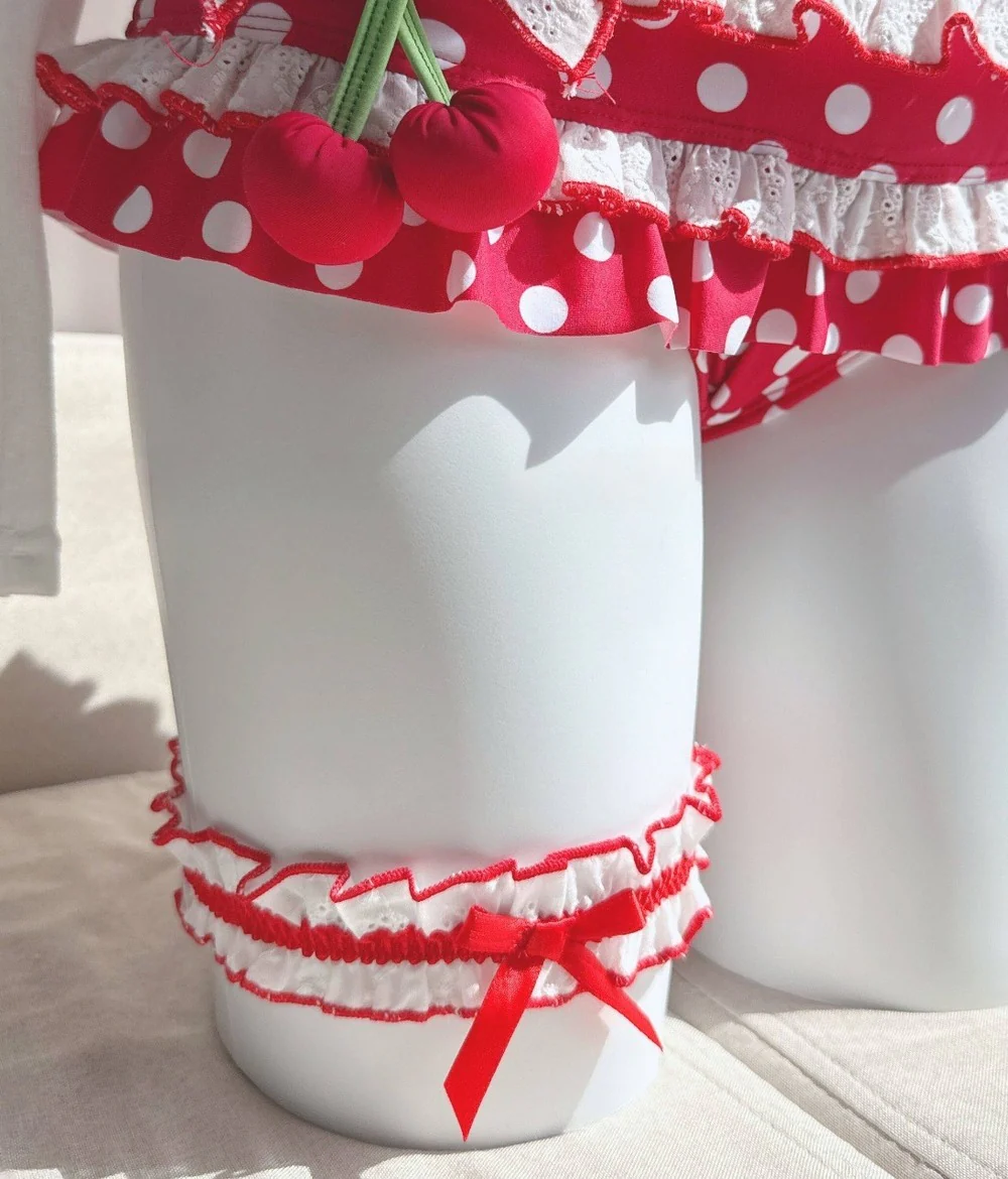 Polka Dot Cherry Bikinis Pink Red Green Two Piece Swimsuit - Image 24