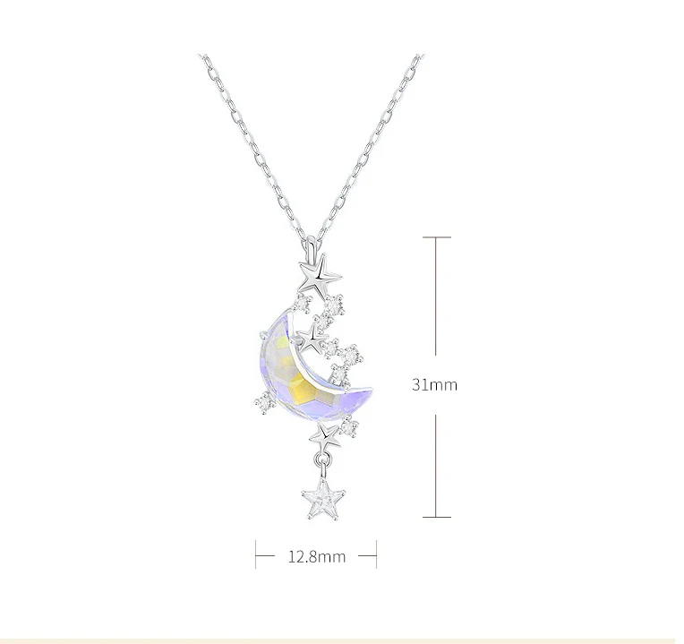 Pretty Luxury Lady Moon Galaxy Pendant Necklace - Image 3