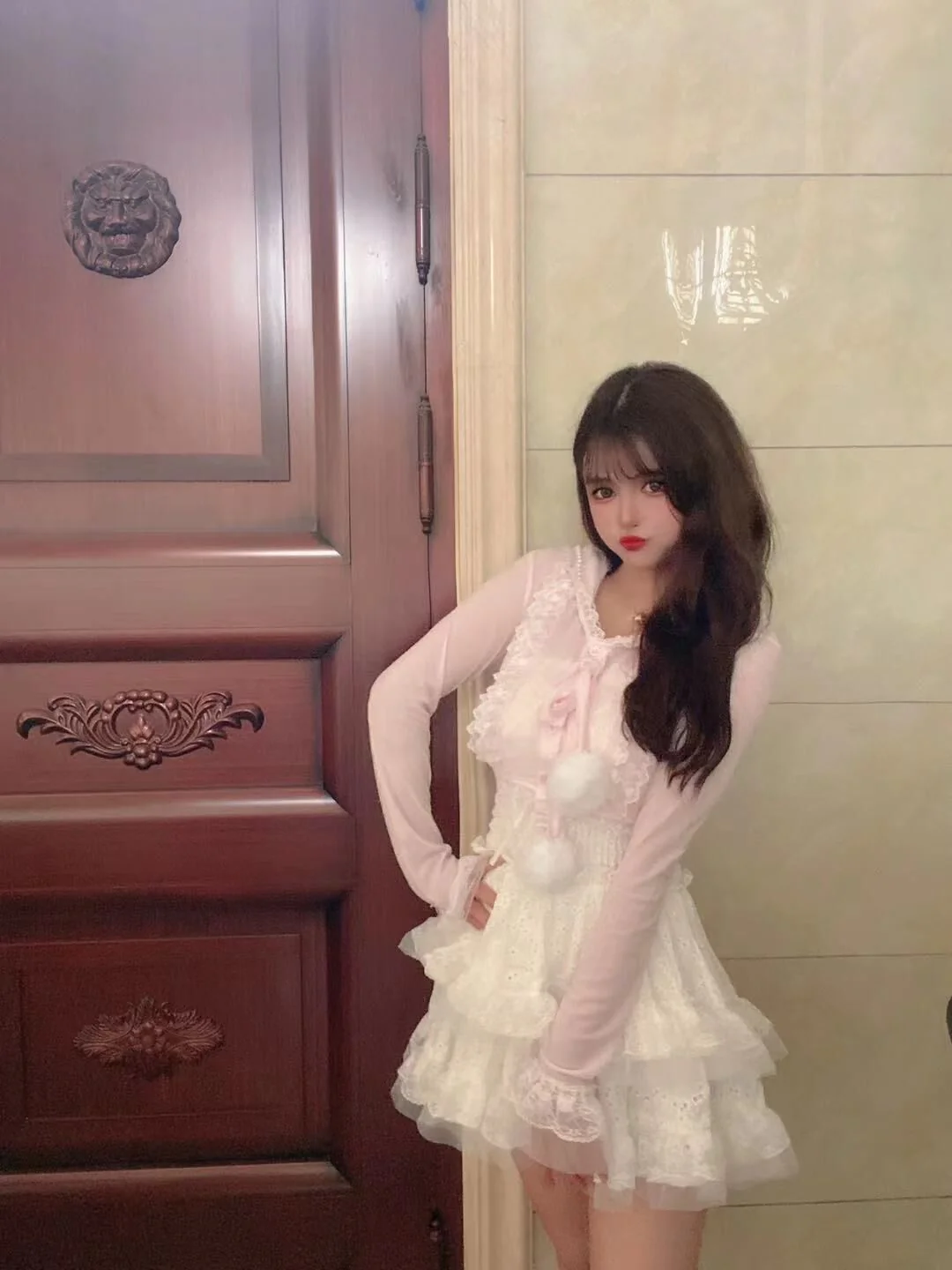 Sweetheart Princess Vintage Coquette Pastel Lace Bow Pink Cardigan Sweater - Image 8