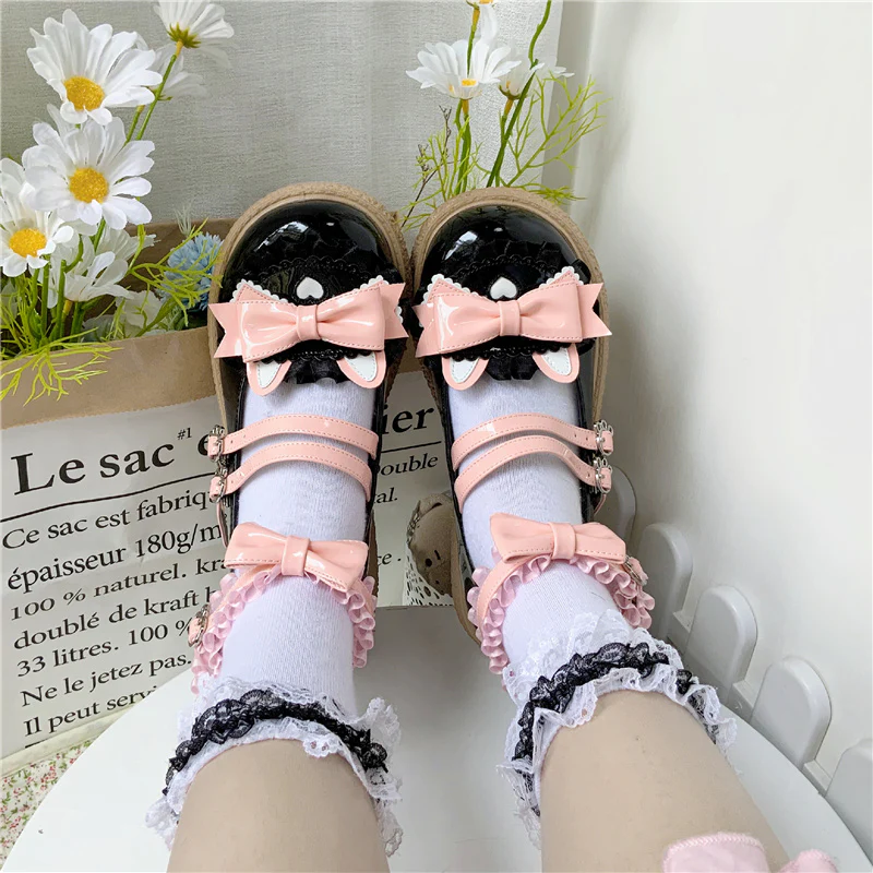 Cookie Sauce Princess Cute Student Girl Doll Two Bow Cat Ears Leather Shoes Mary Jane - Image 2