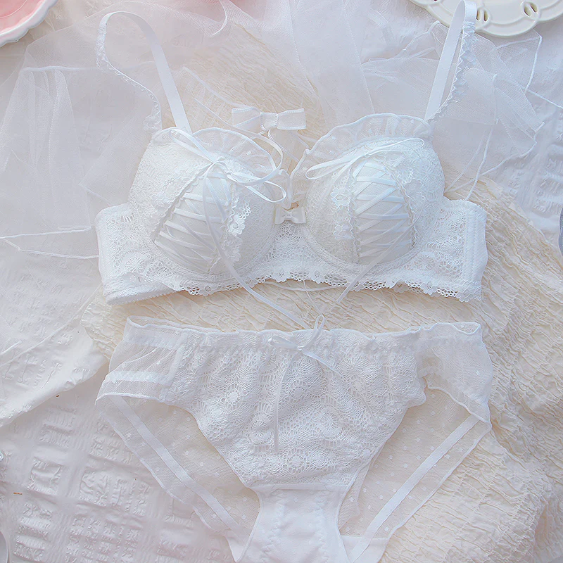 Princess Heart Ribbon Bow Lace White Pink Black Panties Underwear Lingerie - Image 4