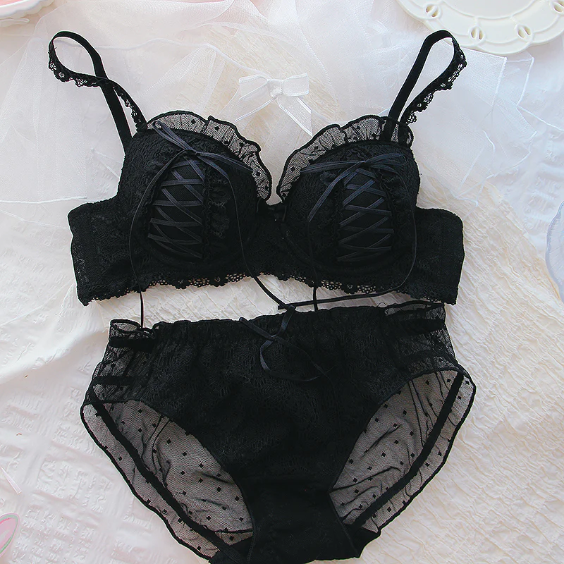 Princess Heart Ribbon Bow Lace White Pink Black Panties Underwear Lingerie - Image 5