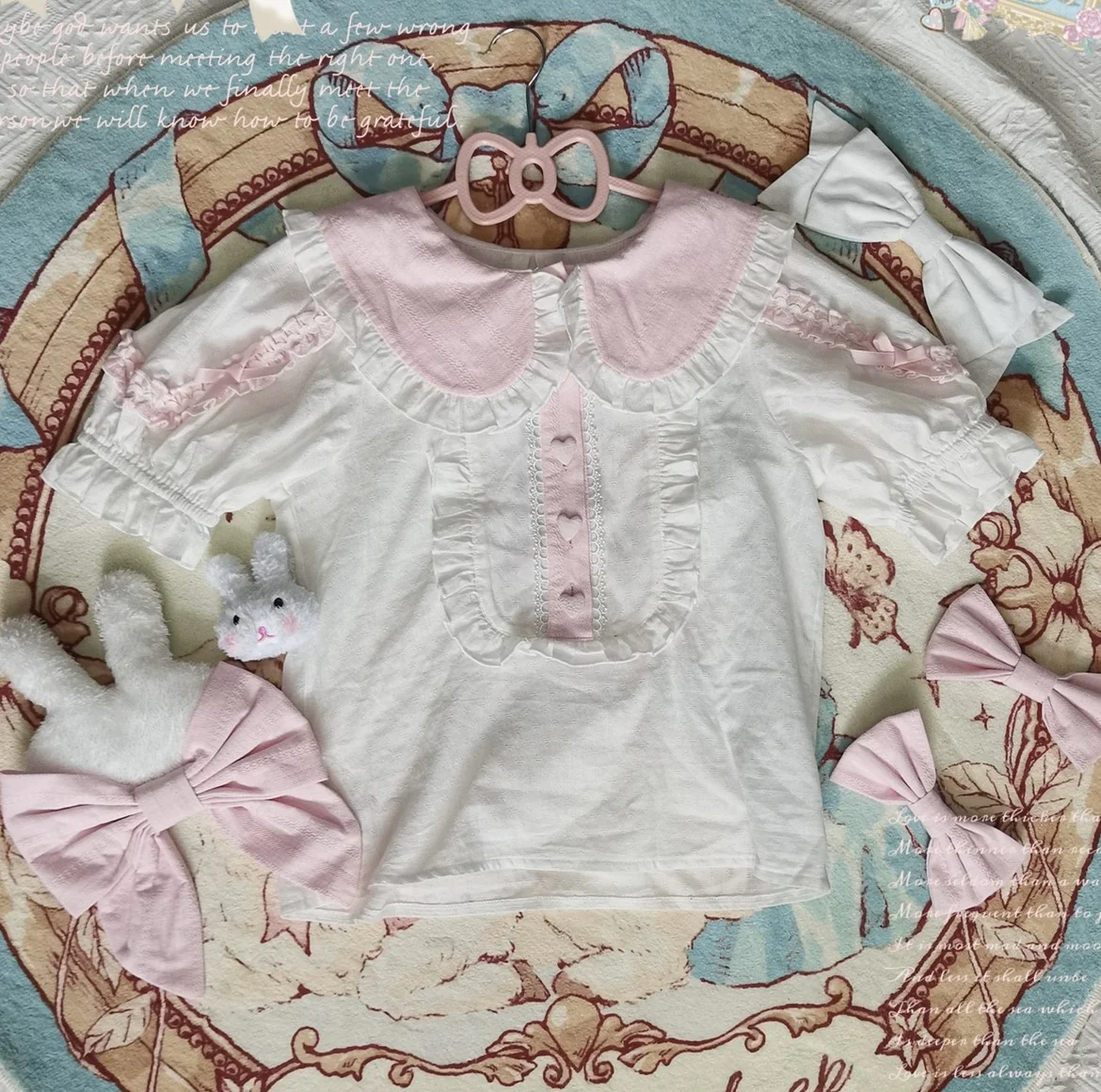 Princess of Heart Sweet Pastel Pink Rabbit Dress & Shirt Two Piece Set - Image 4