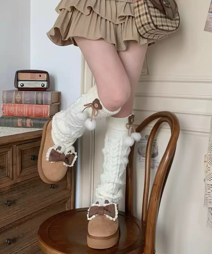Puffy Sheep Duidui Bear Winter Beige Pink Brown Snow Boots - Image 5